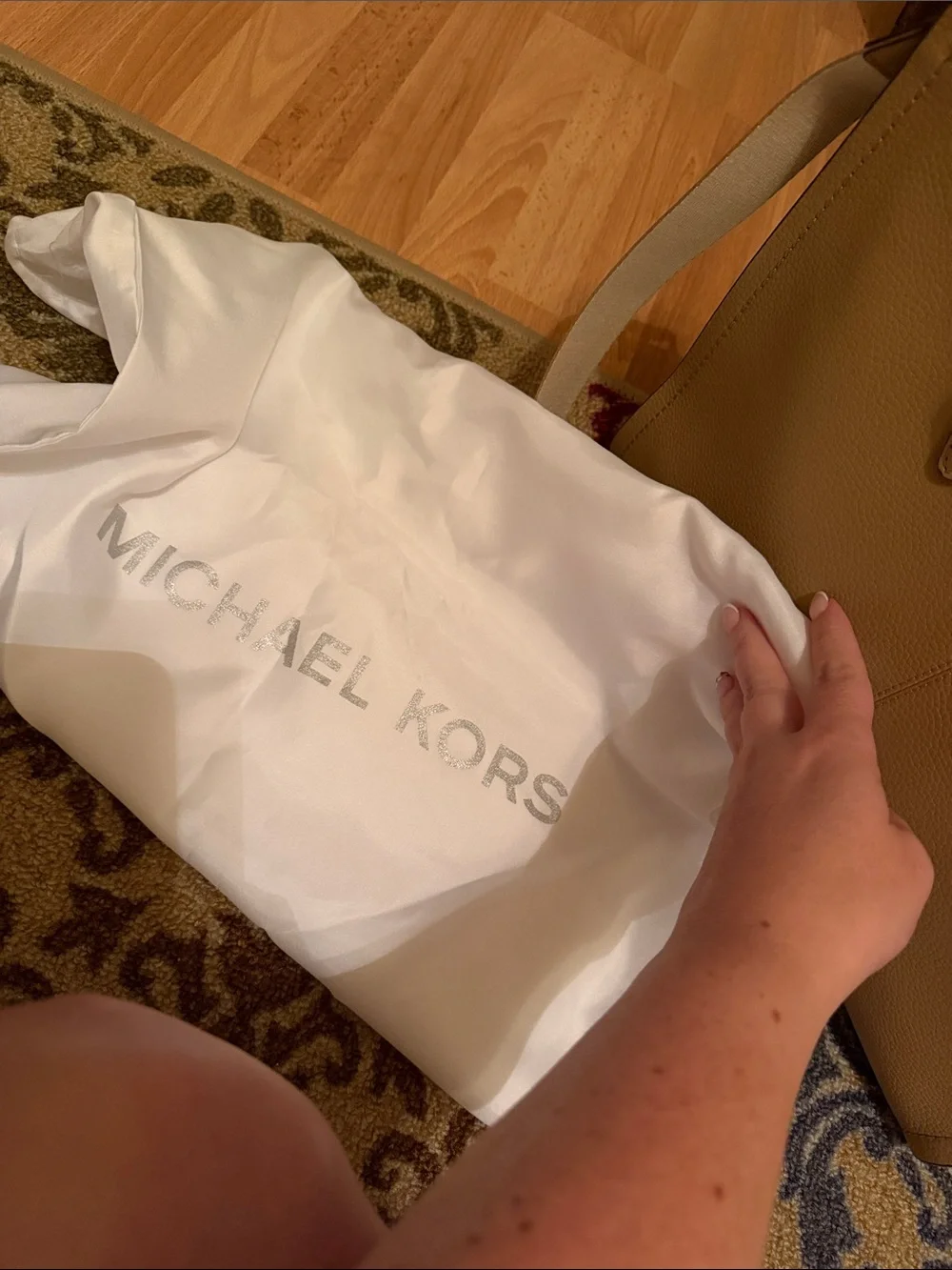 Michael Kors Tan Leather Tote with Detachable Logo Strap